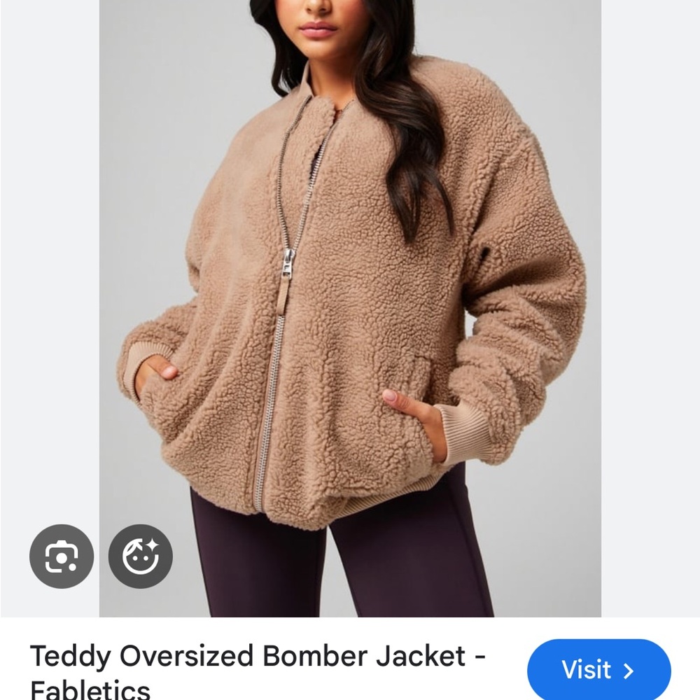 Fabletics Teddy Bomber Jacket - Brown